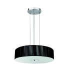 Suspension 3 ampoules pendant, en chrome et verre, abat-jour noir