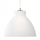 Suspension 30 cm opal, en argent satiné et verre