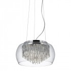 Suspension 4 ampoules curva, en chrome, aluminium et verre