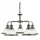 Suspension 5 ampoules bistro, en laiton antique et verre acide