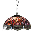 Suspension 53 cm dragonfly red, verre et métal