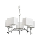 Suspension acute, en chrome avec 5 abat-jour blancs