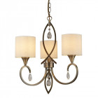 Suspension alberto, laiton antique et cristal, 3 ampoules