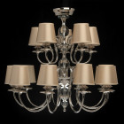 Suspension argentée elegance 15 ampoules 100 cm