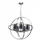 Suspension argentée loft 5 ampoules 100 cm