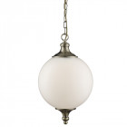 Suspension atom, en laiton antique et verre opale