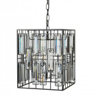 Suspension borg, noir et verre, 4 ampoules