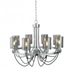 Suspension catalina, chrome et verre fumé, 8 ampoules