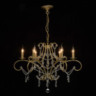 Suspension dorée crystal 6 ampoules 97 cm Suspension dorée crystal 6 ampoules 97 cm