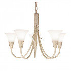 Suspension emily, ivoire / or et verre, 5 ampoules