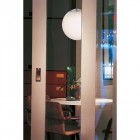Suspension globe, acier brossé et verre