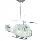 Suspension hélicoptère novelty, en argent satiné et verre