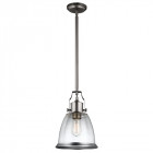 Suspension hobson, medium, nickel satiné, verre tacheté