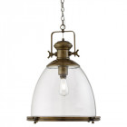 Suspension industrial pendant, en laiton antique et verre clair