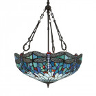 Suspension inversée 50 cm dragonfly blue, verre et métal