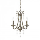 Suspension kendra, argent tacheté et abat-jour perle, 3 ampoules