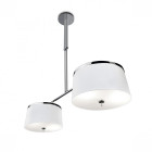 Suspension leila, acier textile et ppma, 2 abat-jour blanc