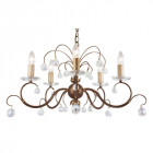 Suspension lunetta, bronze et cristal, 5 ampoules