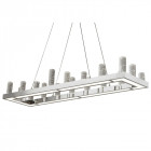 Suspension modern, chrome et acrylique, rectangulaire