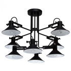 Suspension noire loft 8 ampoules 45 cm