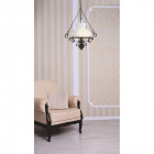 Suspension oil lantern, en fer forgé et verre opale