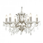 Suspension paris, argent satiné et cristal, 6 ampoules