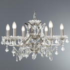 Suspension paris, argent satiné et cristal, 6 ampoules Suspension paris, argent satiné et cristal, 6 ampoules