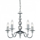Suspension parkstone, chrome et verre, 5 ampoules