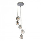Suspension poitier, chrome et verre, 5 ampoules Suspension poitier, chrome et verre, 5 ampoules