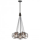 Suspension rocklyn, acier brut, laiton, 6 éclairages