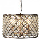 Suspension ronde 3 ampoules marquise, cuivre et cristal