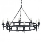 Suspension saxon, fer forgé, noir, 8 ampoules