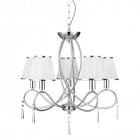 Suspension simplicity, en chrome et verre avec 5 abat-jour blancs