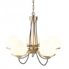 Suspension sphere, laiton antique et verre, 5 ampoules