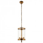 Suspension vale, laiton antique et verre, 3 ampoules Suspension vale, laiton antique et verre, 3 ampoules