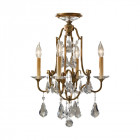 Suspension valentina, bronze oxydé, décors en cristal, 4 éclairages