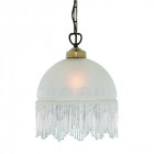 Suspension victoriana, en laiton antique et verre acide