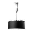 Suspension virginia, chrome, abat-jour coton noir