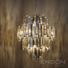 Suspension viviana, chrome et cristal, 12 ampoules