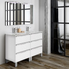 Meuble de salle de bain 120cm double vasque - 6 tiroirs - tiris 3c - blanc