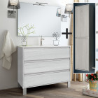 Ensemble meuble de salle de bain 100cm simple vasque + colonne de rangement tiris - hibernian (bois blanchi)