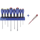 Set de tournevis BOST sur râtelier + 1 tournevis testeur - 9 pièces - 849951