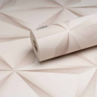 Papier peint intissé vinyle - Effet 3D - Modèle triangle beige