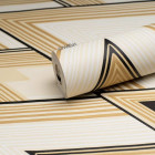 Papier peint intissé vinyle - Effet 3D - Modèle triangle déstructuré beige
