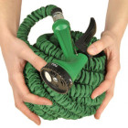 Tuyau d'arrosage plat extensible avec pistolet 15 mètres vert