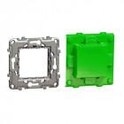 Unica - support de fixation 2 modules avec protection de chantier - zamac (nu7002c)