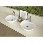 Vasque à poser ancoswing, ronde en céramique avec trop plein et avec plage de robinetterie