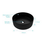 Vasque à poser ronde en céramique noire Ø36cm - Hauteur 11,5cm - ROUNDY DARK Aurlane - VAS041