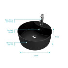 Vasque à poser ronde en céramique noire Ø40cm - Hauteur 15cm - ROLL ON DARK Aurlane - VAS043