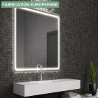 Miroir éclairage led de salle de bain veldi avec interrupteur tactile - 70x80cm